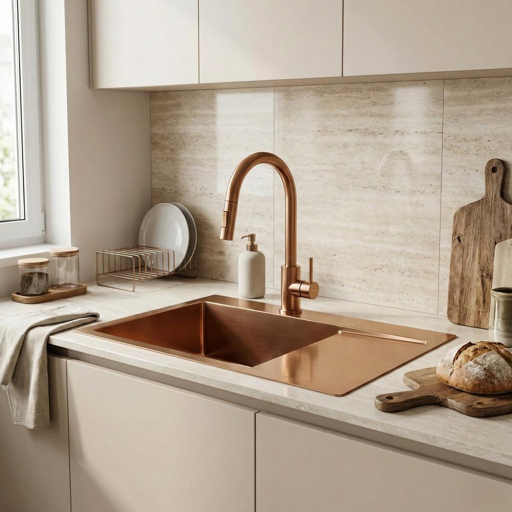 Évier en acier Fin BRUSH COPPER