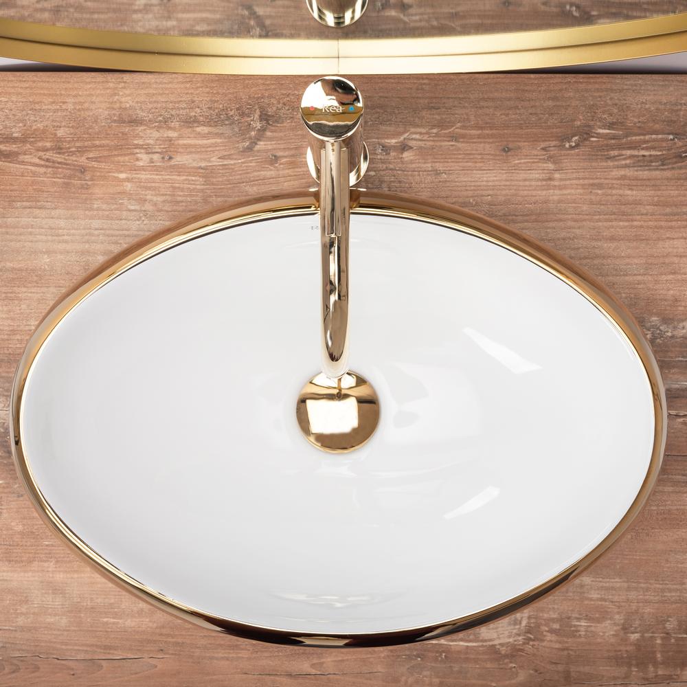 Countertop washbasin Rea Linda Gold White