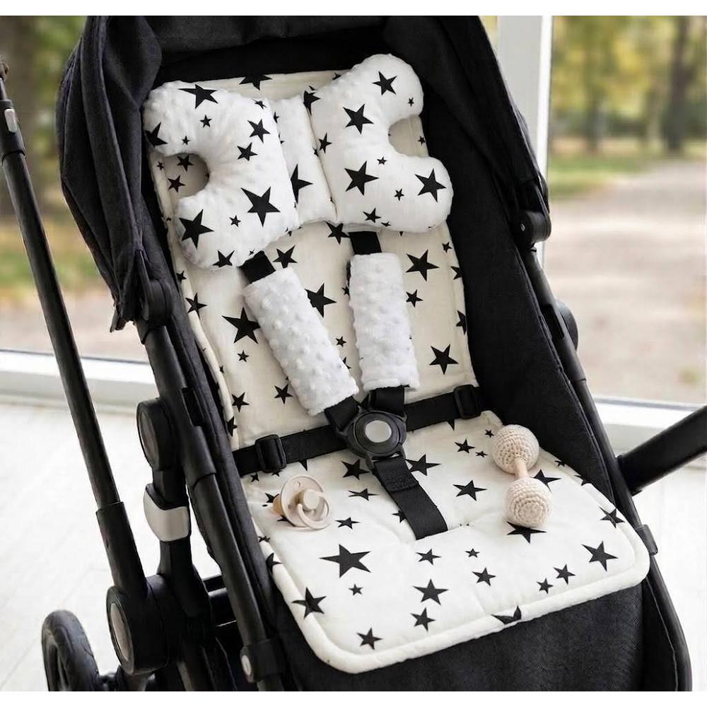 Mata do wózka dwustronna 4w1 White/Black Star