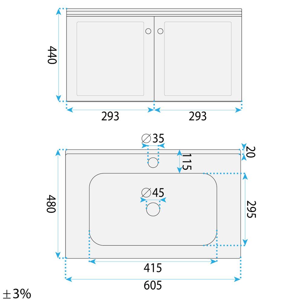 Zestaw mebli łazienkowych z Umywalką Monti 60cm Biały