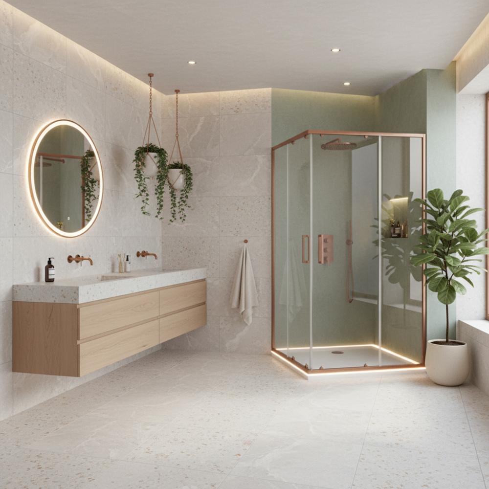 Καμπίνα ντους Rea City 80x100 Brush Copper