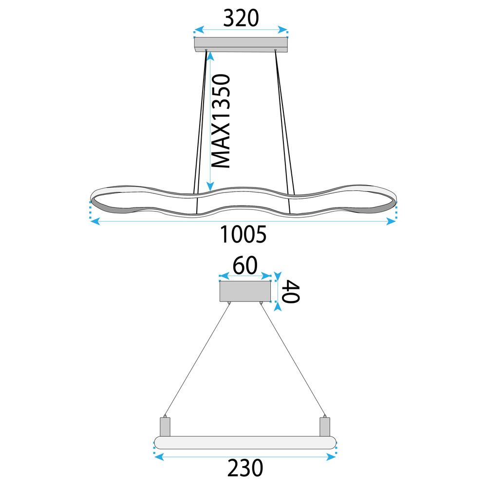 LED-DECKENHÄNGELAMPE LHJ027-CP 120cm Gold