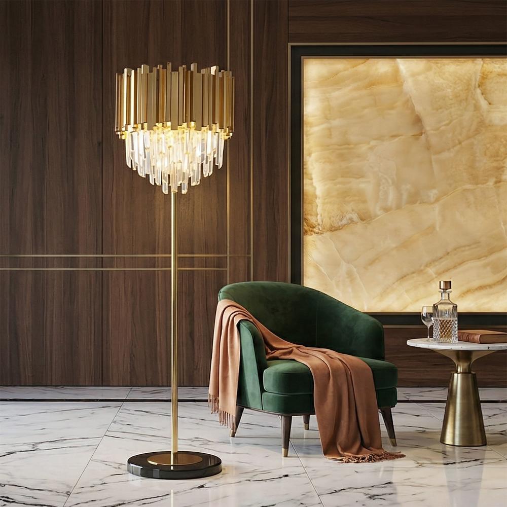 Lampa Stojąca Podłogowa APP1717-3F Złota