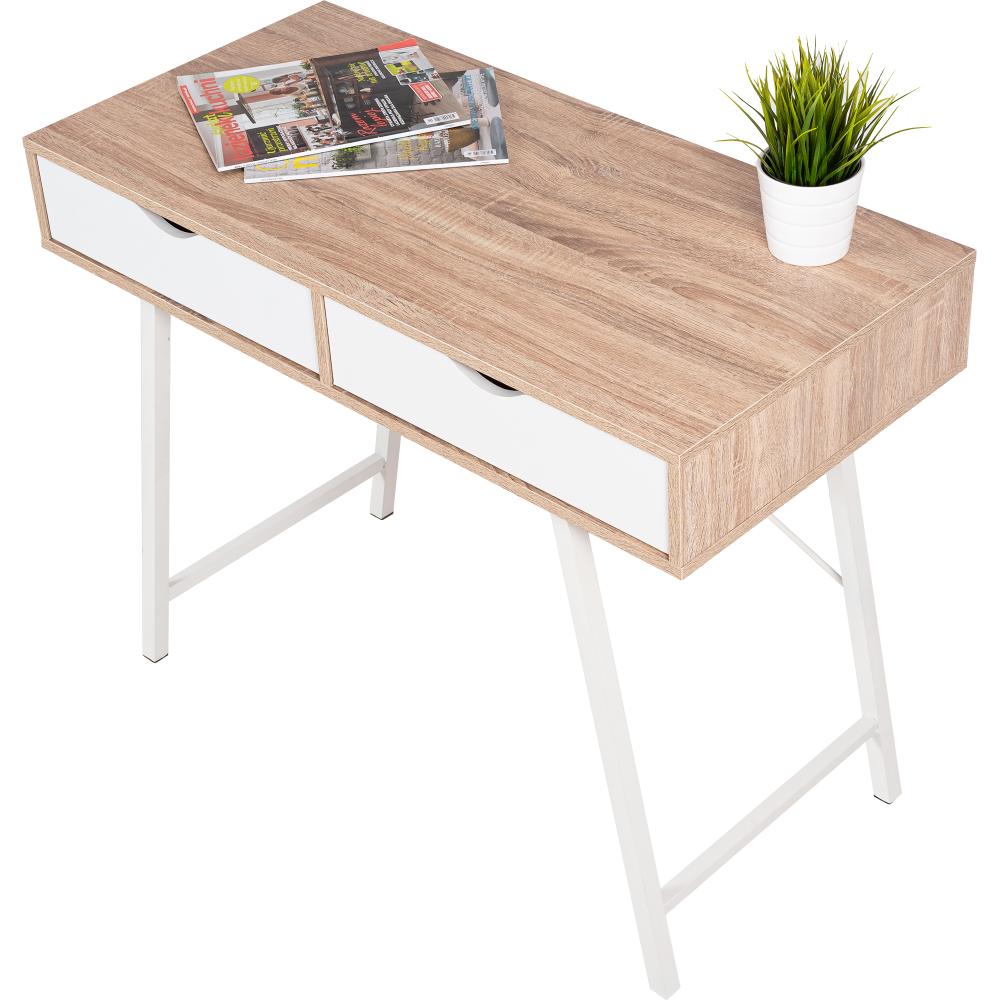 BIURKO SKANDYNAWSKIE Z SZUFLADAMI WHITE/DĄB SANOMA FFT180902