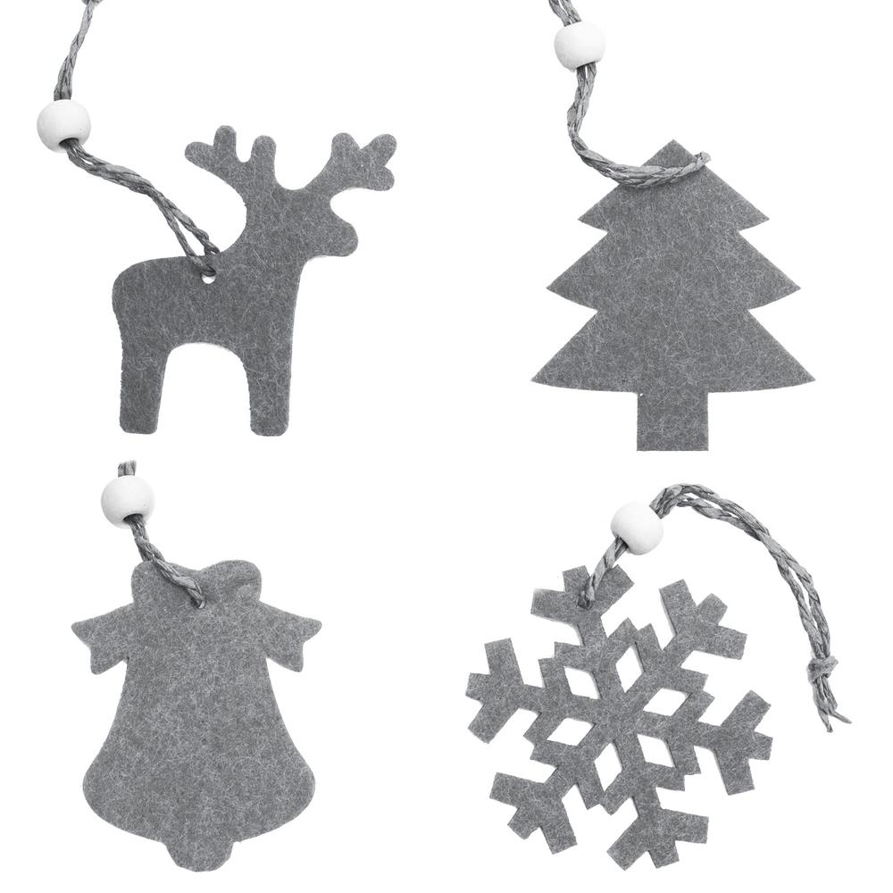 Zestaw 16szt świątecznych zawieszek na choinkę Szare