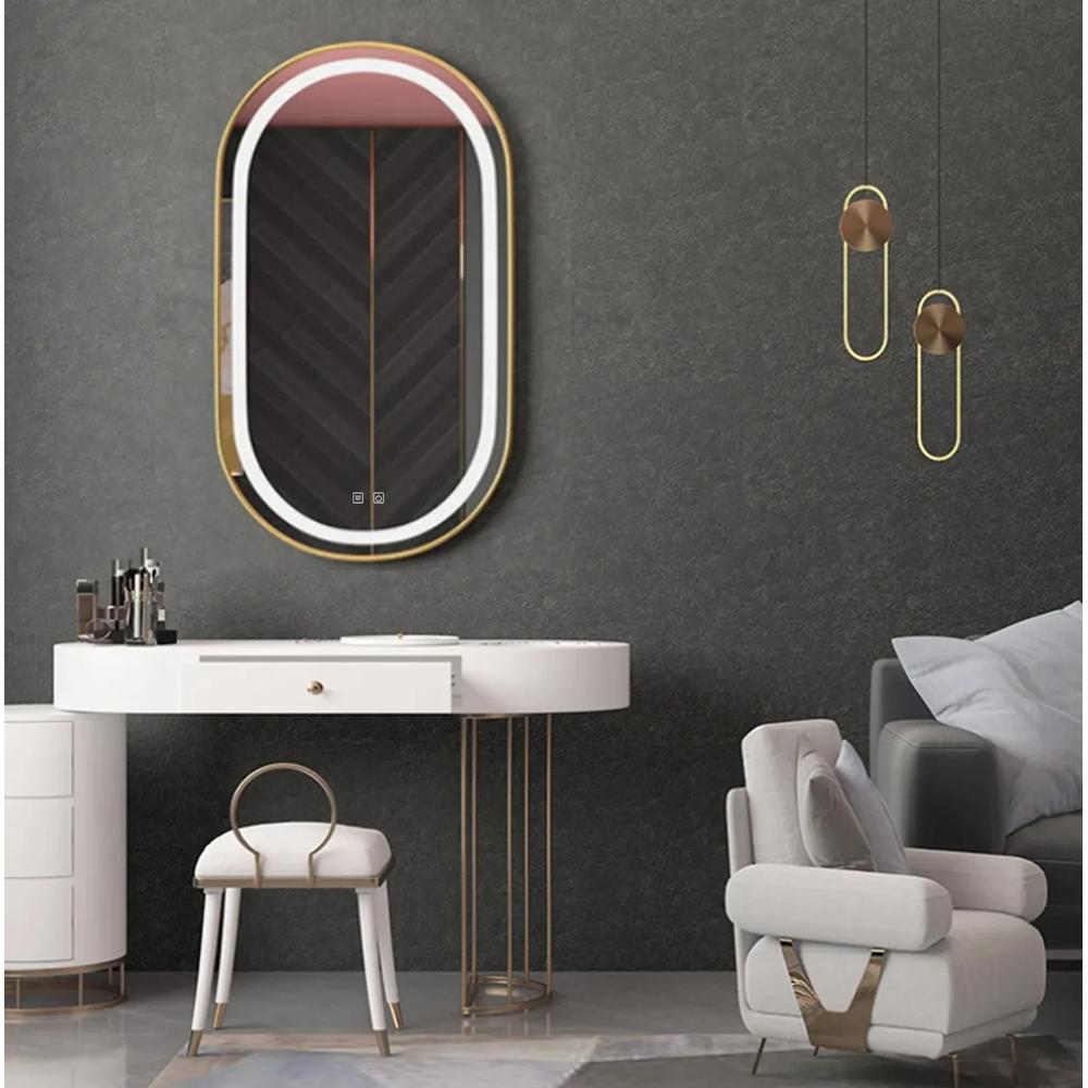Mirror LED OLL 60x90 cm Brush Gold