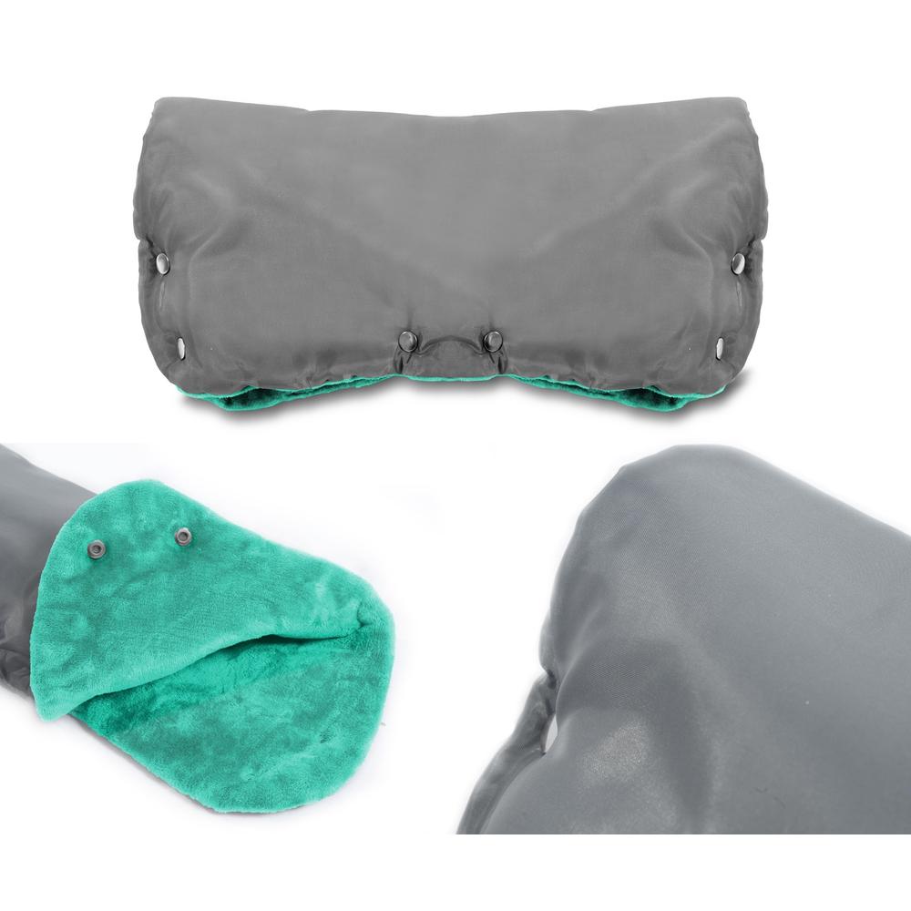 Mufka ocieplana na wózek dziecięcy - Szaro-miętowa