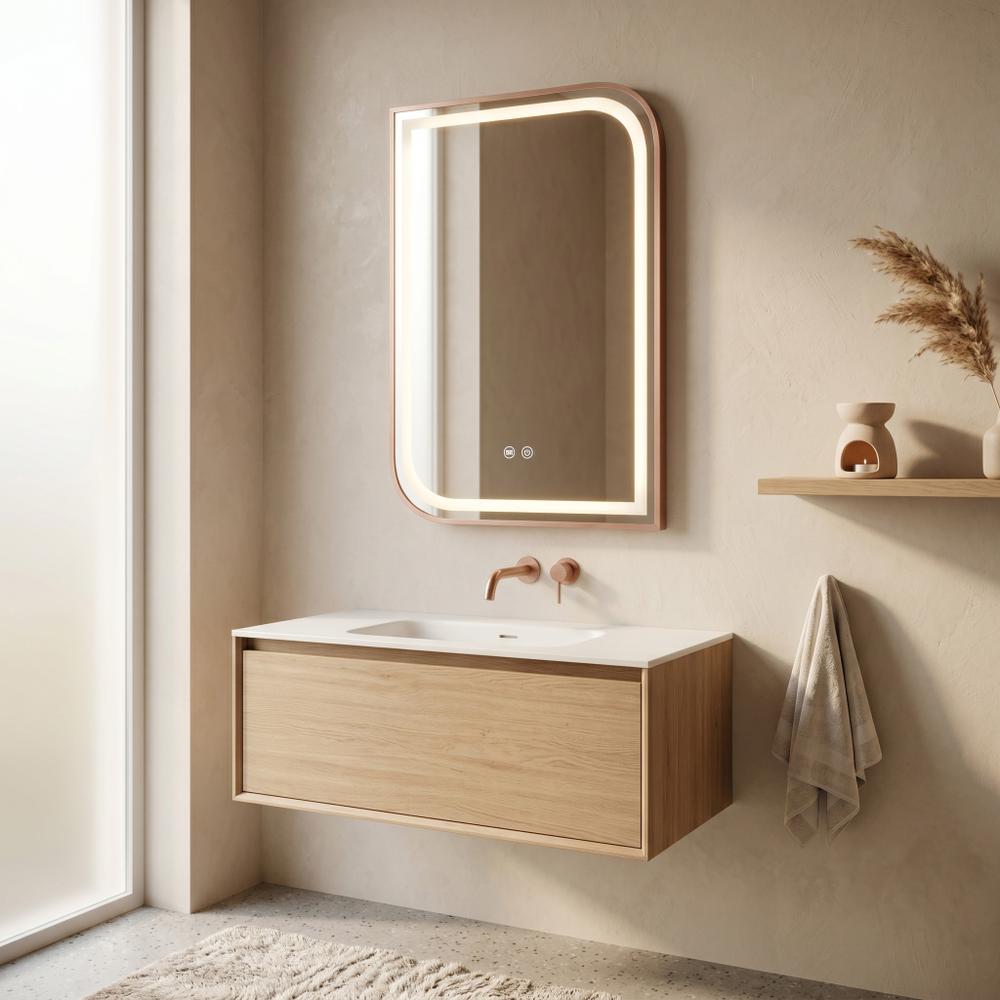 Lustro ścienne LED ZONE 70x50 Różowe Złoto Szczotkowane