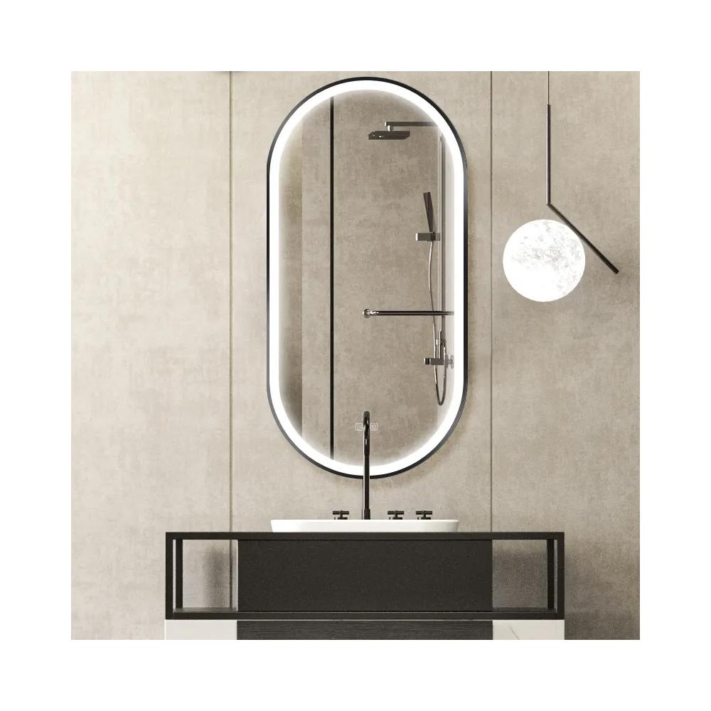 Mirror LED OVL 50x100cm Black