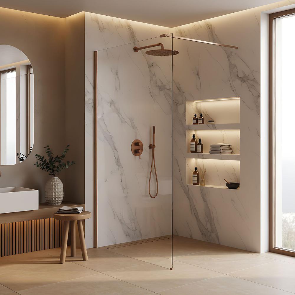 Sprchová zástěna Rea Flexi Transparent / Brush Copper 70