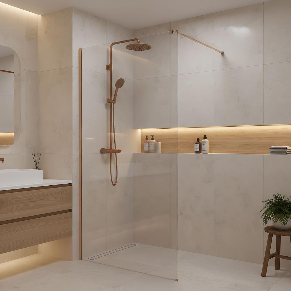 Sprchová zástěna Rea Flexi Transparent / Brush Copper 100