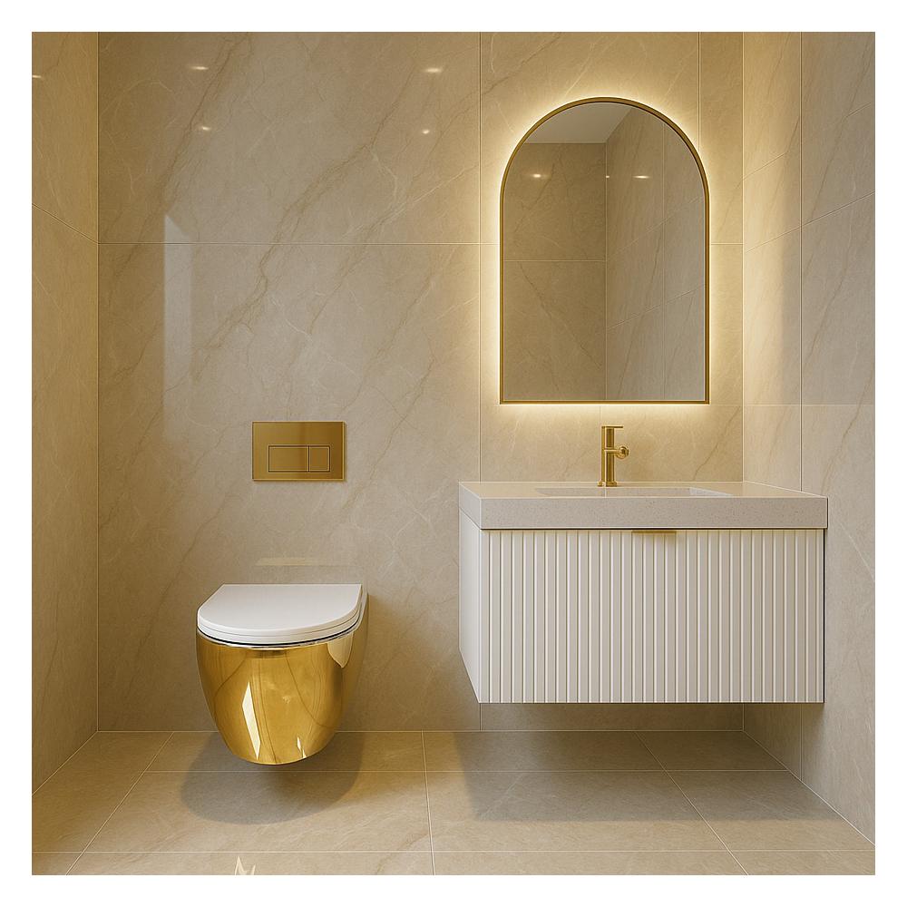 Misa WC podwieszana Rea Carlo Mini Tornado NF Złoto Biała