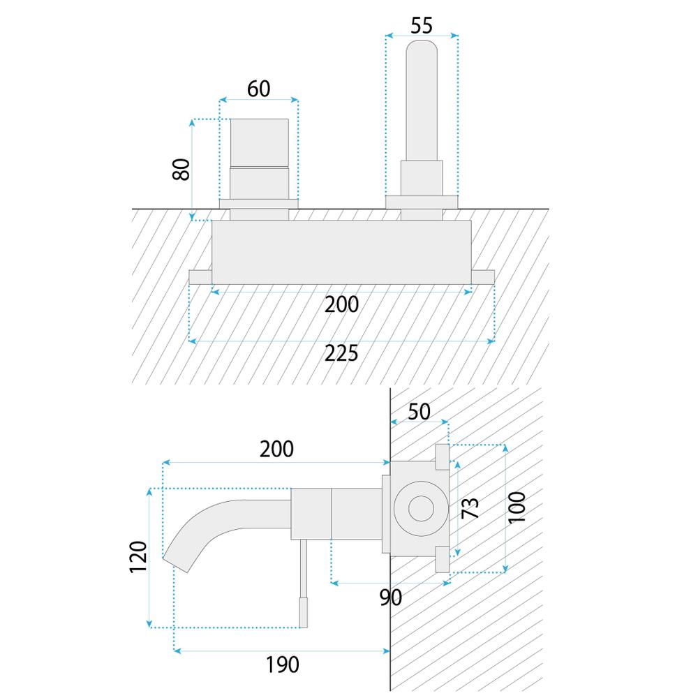 Wall Mounted faucet Rea Lungo Diamond Copper + BOX