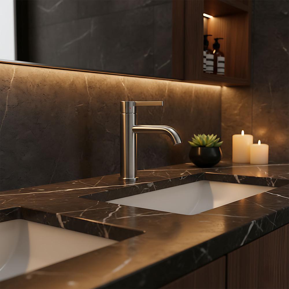 Bateria Umywalkowa Rea Foster nikiel szczotkowany niska