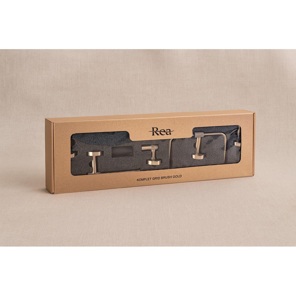 Kylpyhuonetarvikesetti GRID Brush Gold 4 osaa