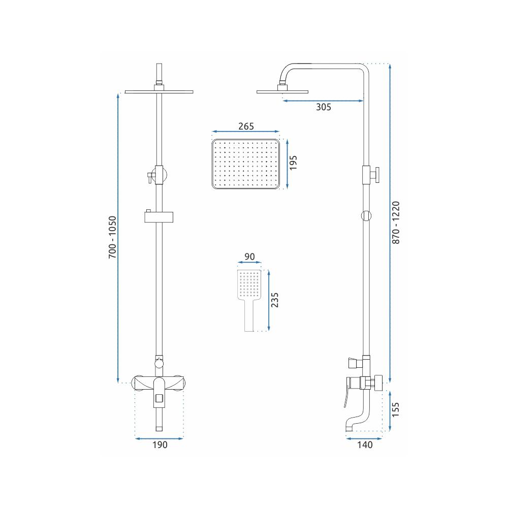 Σετ ντους REA SOUL Μαύρο