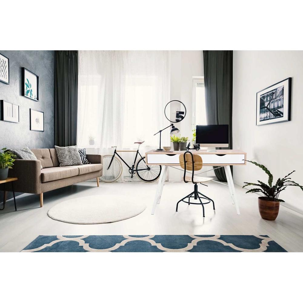 BIURKO SKANDYNAWSKIE Z SZUFLADAMI WHITE/DĄB SANOMA FFT180902