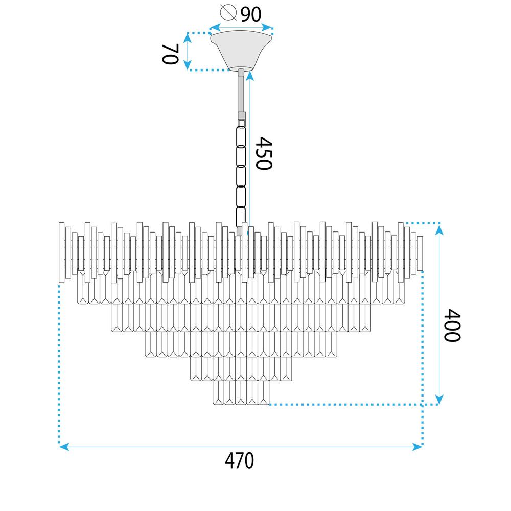 Lampa Wisząca z Kryształami G062-CP 50CM ZŁOTA