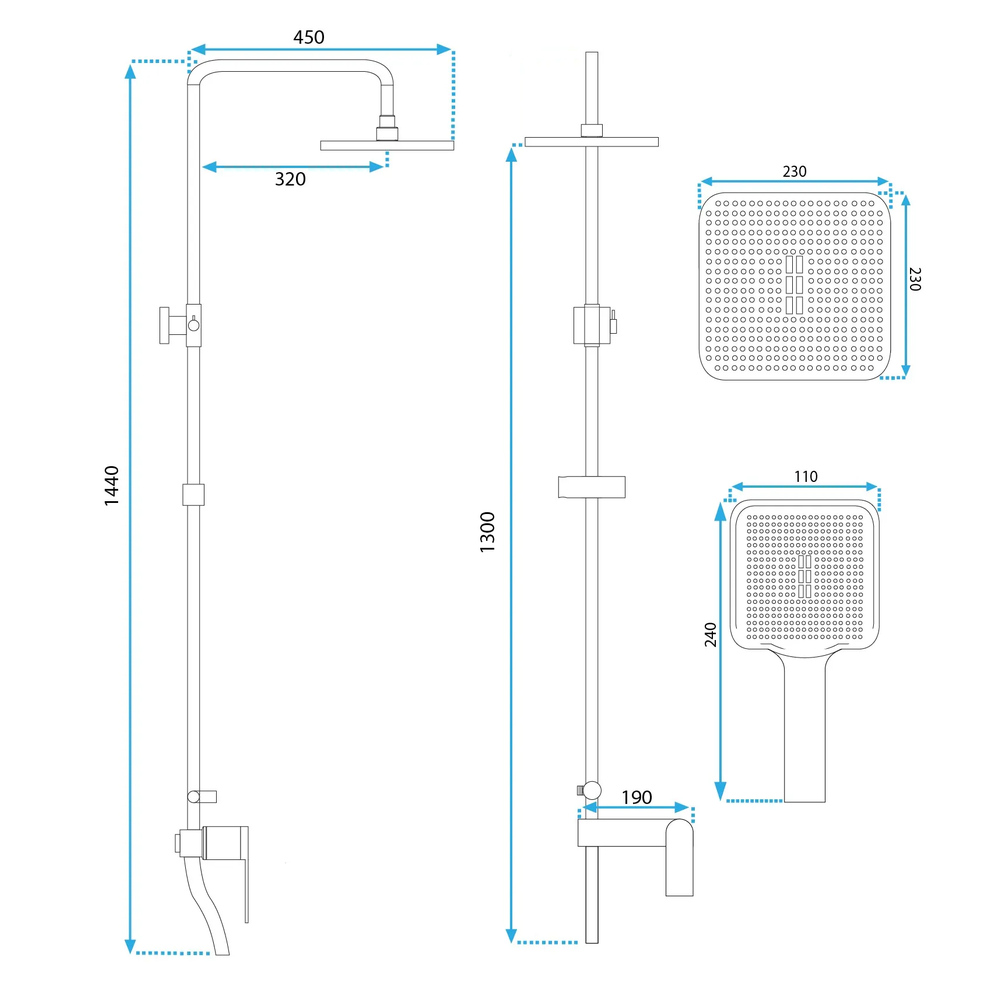 REA STORM GOLD dušas komplekts