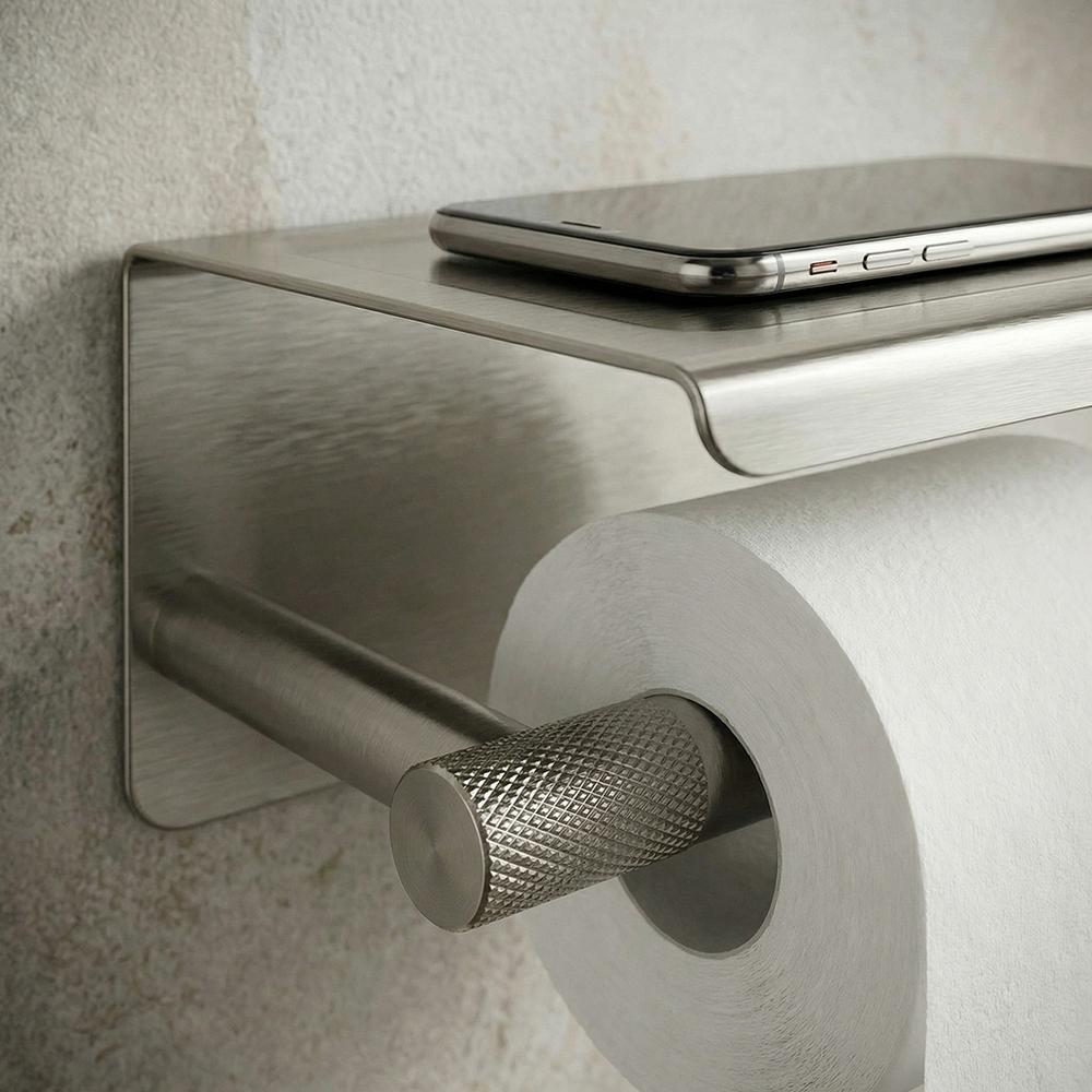 Držač toaletnog papira s policom 6613 Modern Nickel Brush