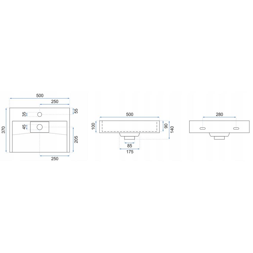 Умывальник конгломератный на столешницу GOYA Black Mat 50CM