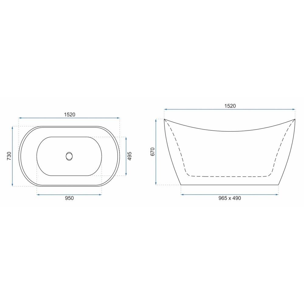 Ванна Rea Ferrano Slim 150 см