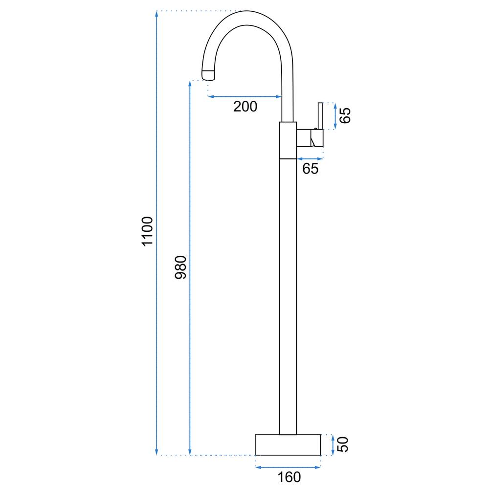 Torneira para lavatório de piso Rea Lungo Ortis, preta
