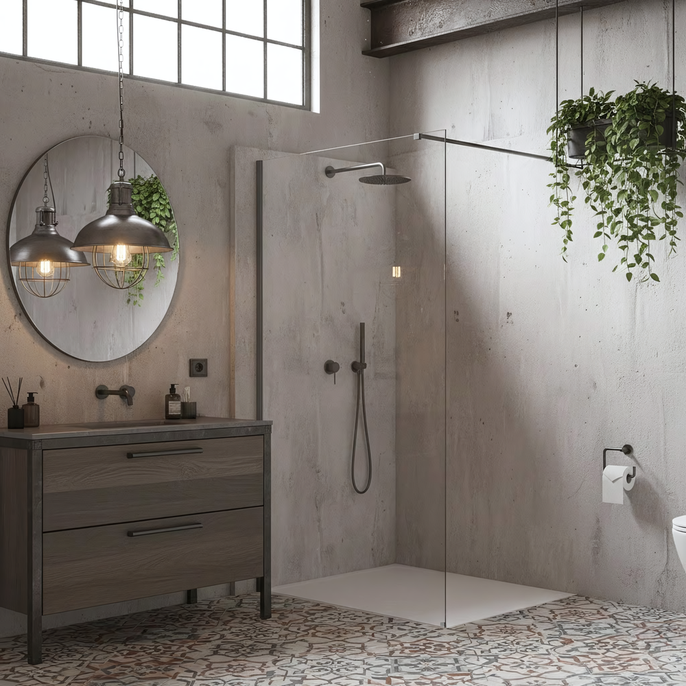 Walk-in douchewand Rea Flexi Transparent / Titan 110