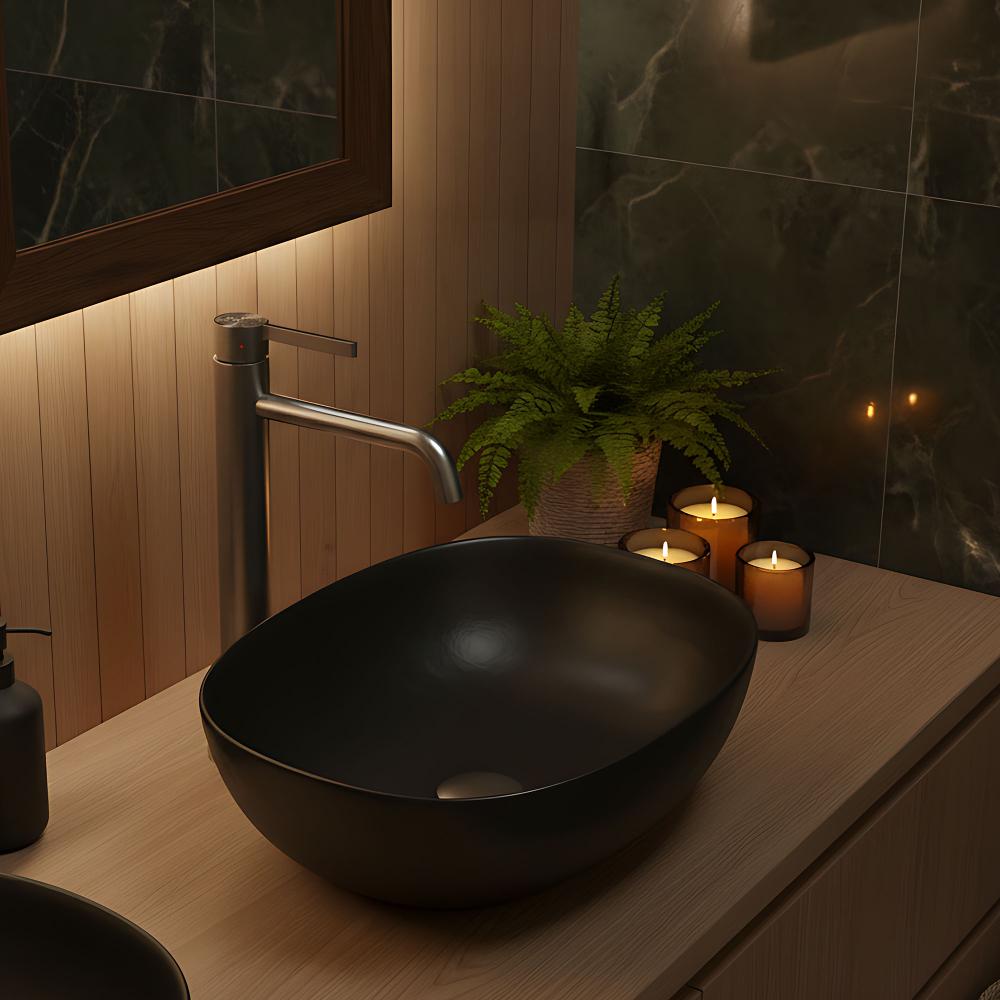 Bateria umywalkowa Rea Foster Nikiel Szczotkowany Wysoka