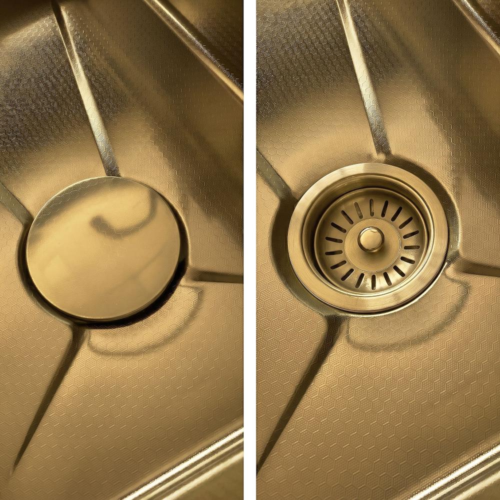 Wielofunkcyjny zlewozmywak stalowy 10w1 REA Alonzo Złoty Szczotkowany