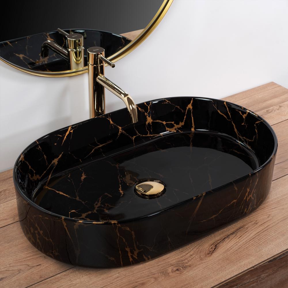 Aufsatzwaschbecken Rea Nadia Black Marble Shiny