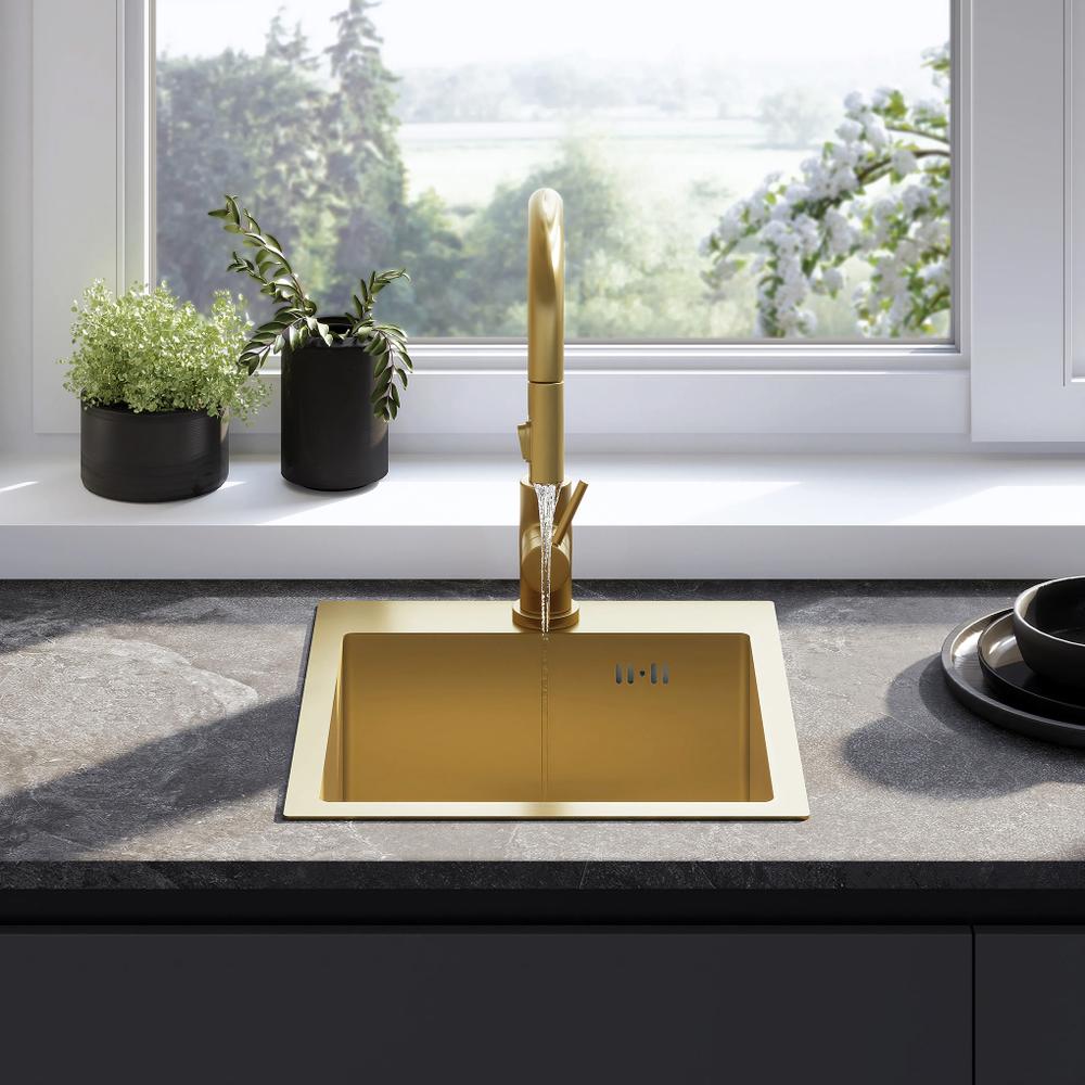 Zlewozmywak stalowy REA Leo 40 Złoty szczotkowany