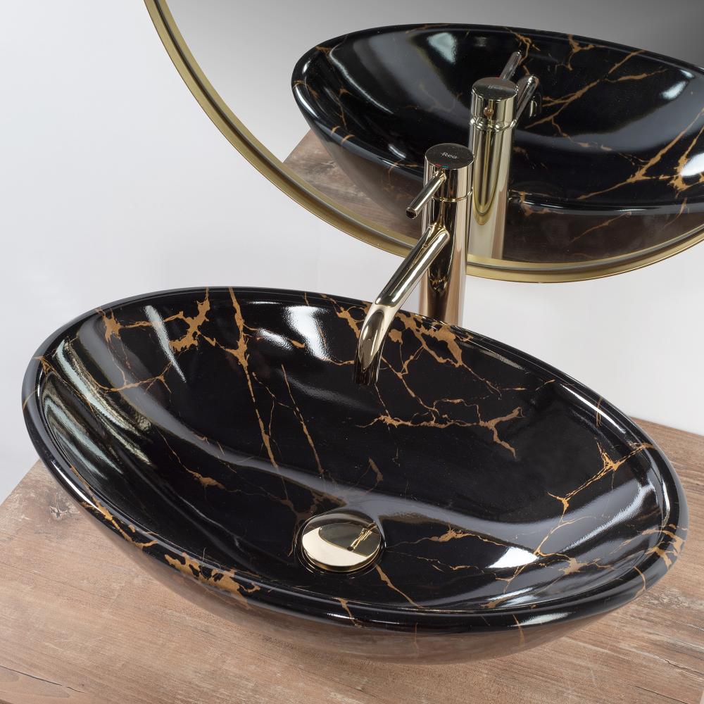 Nadgradni umivaonik Pamela Black Marble Shiny