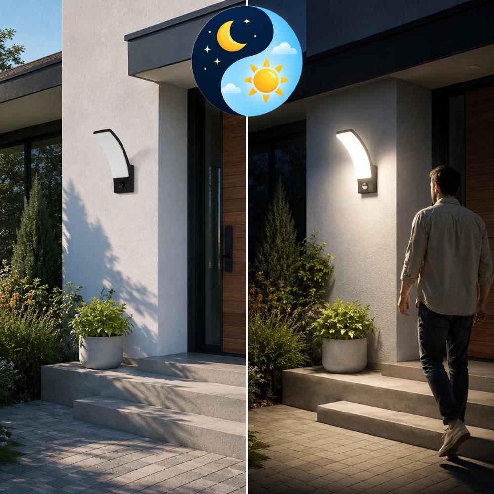 Lampa Elewacyjna kinkiet LED z czujnikiem ruchu JNH032-GM Czarna