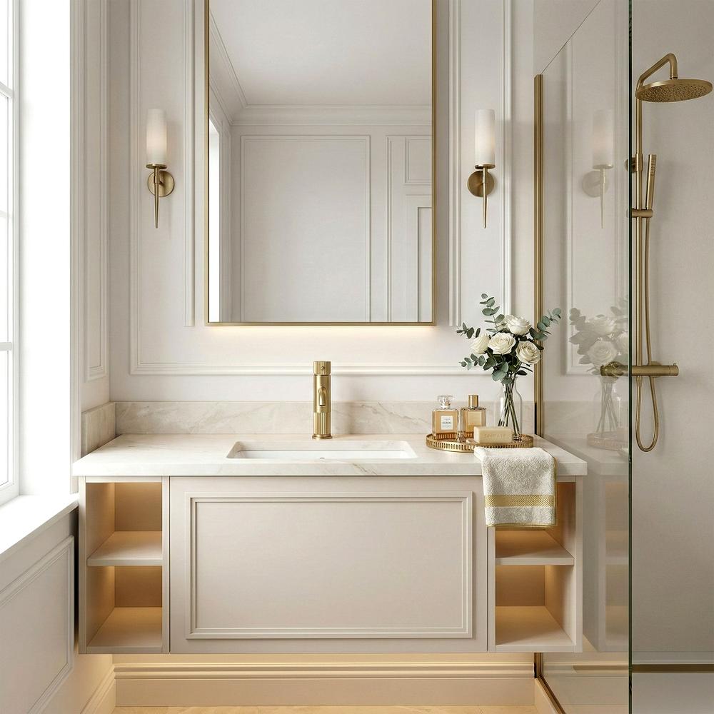 Fürdőszobai csaptelep Rea Lungo Stripe Brush Gold Low