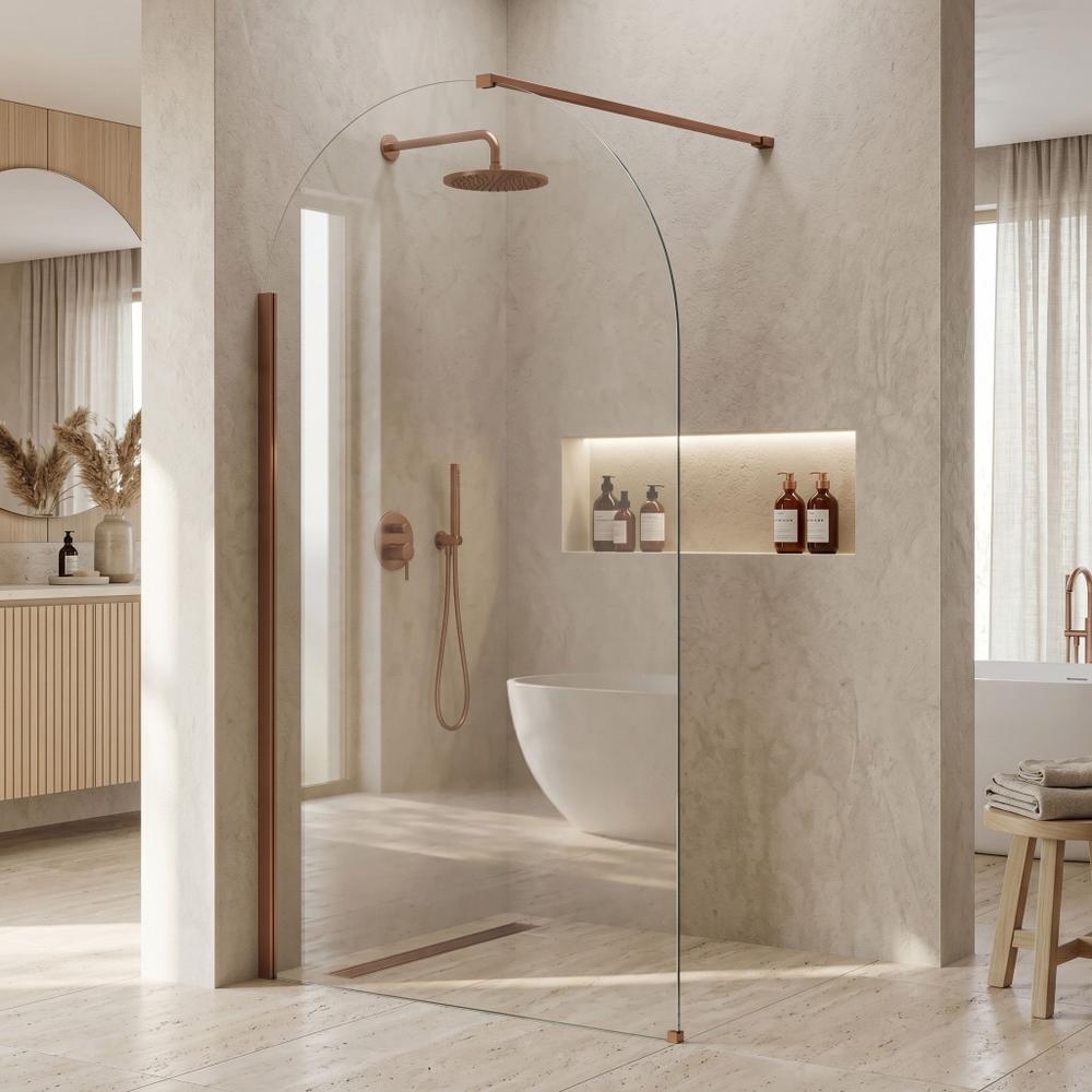 Ścianka prysznicowa Walk-In Rea Heaven Brush Copper 90