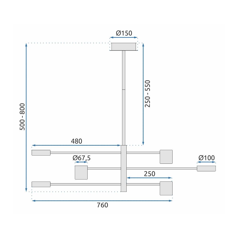 Deckenlampe 6-Arm APP597-6C Black