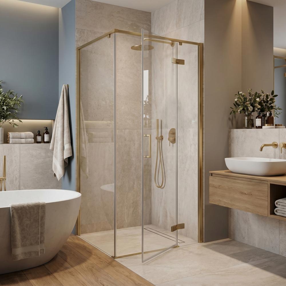 Shower enclosure Rea Bruno 90x90 Brush Gold
