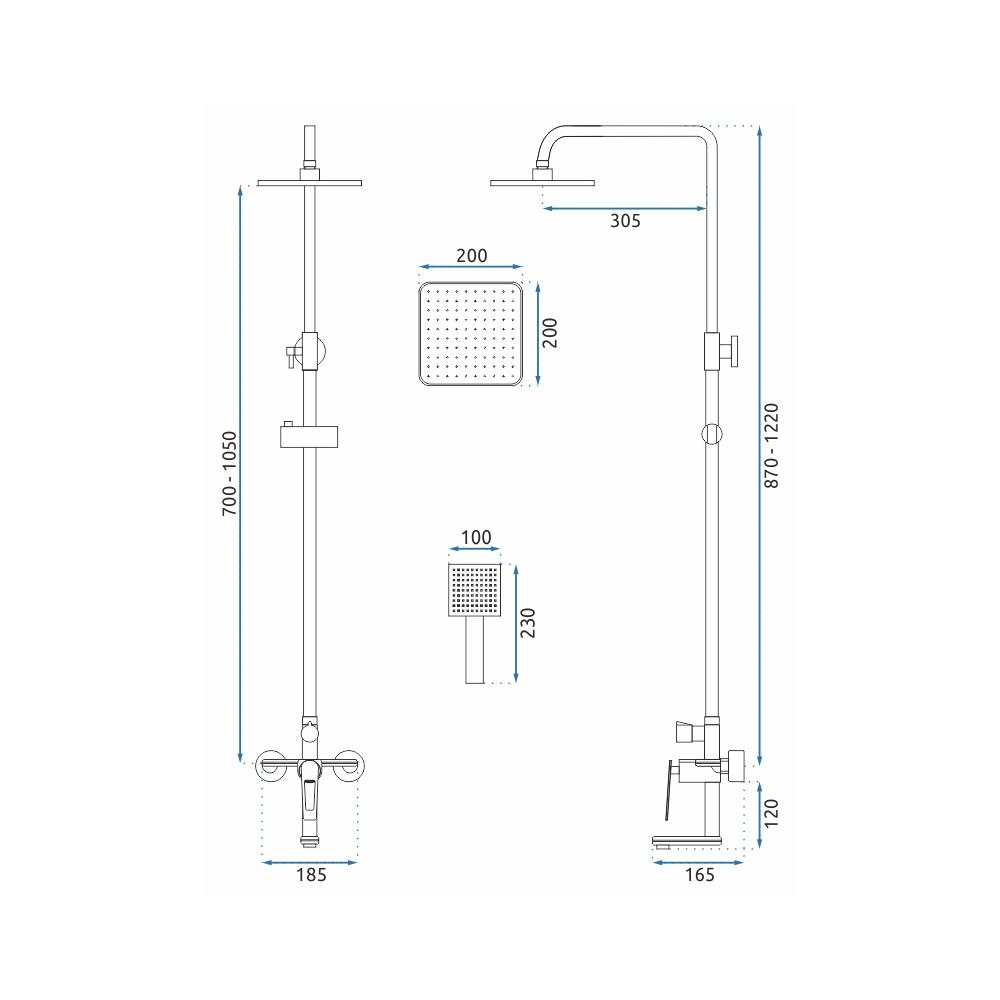 Conjunto de duche REA BLADE preto antigo