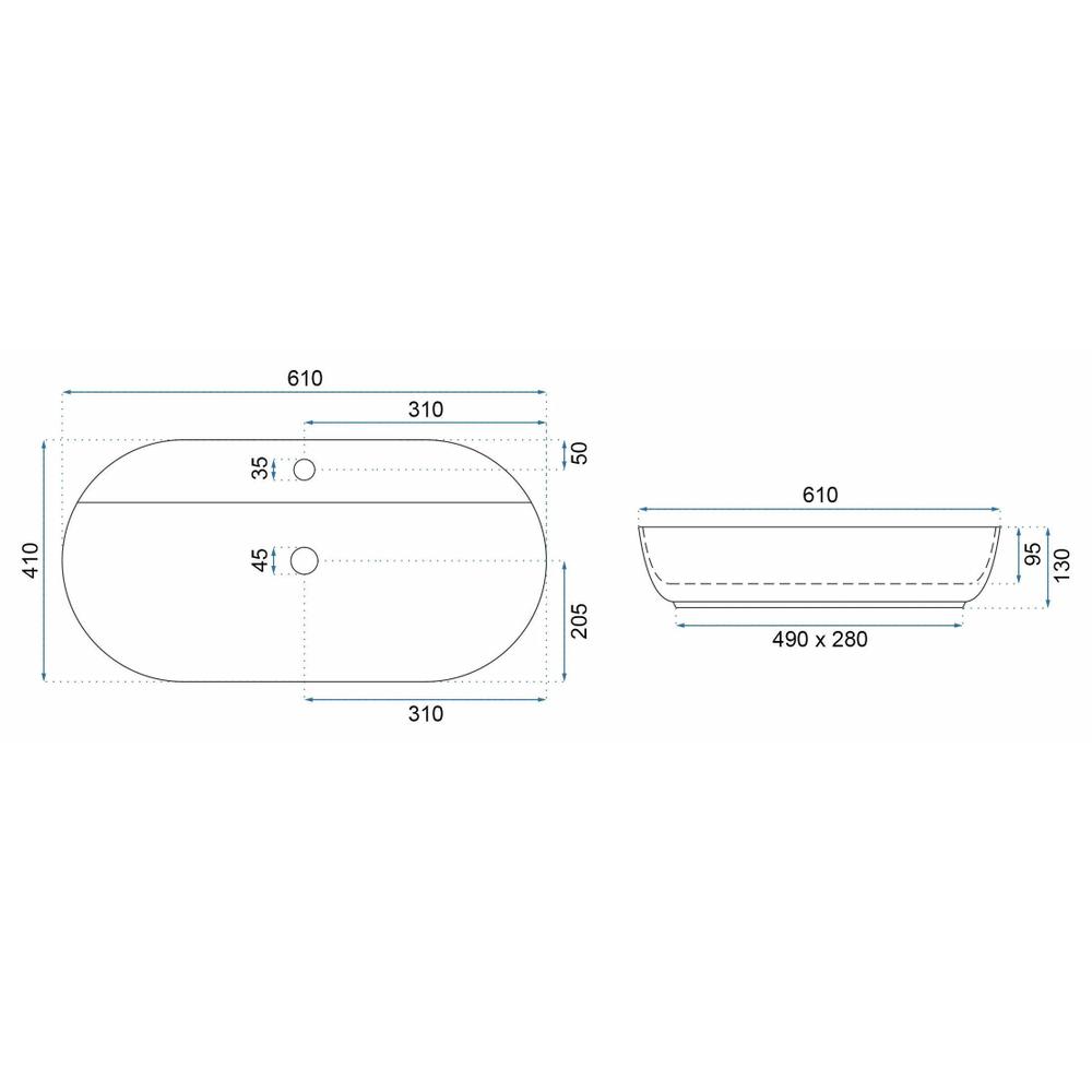Umywalka REA Aura 61 Nablatowa