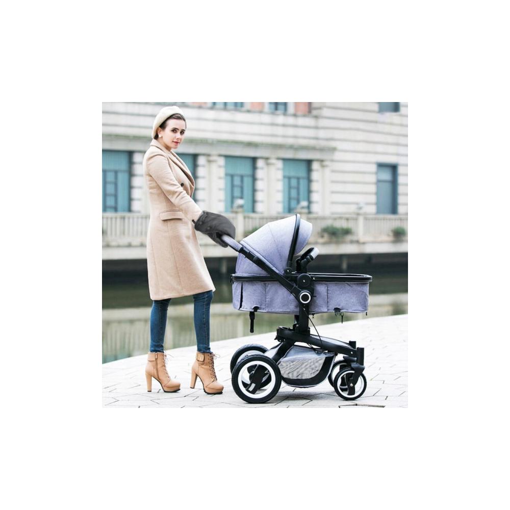 Mufka ocieplana na wózek dziecięcy - Szaro-miętowa