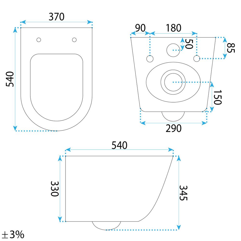 Set: Wall-hung toilet bowl + Countertop washbasin Rea Duo White