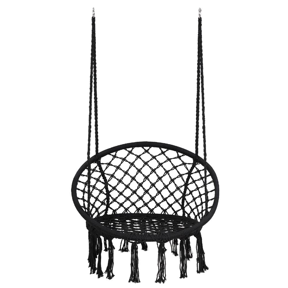 Fotel wiszący boho z poduszką black 490129A