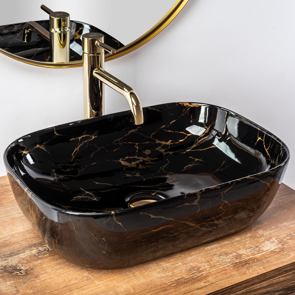 Vasque à poser Rea Belinda Black Marble shiny