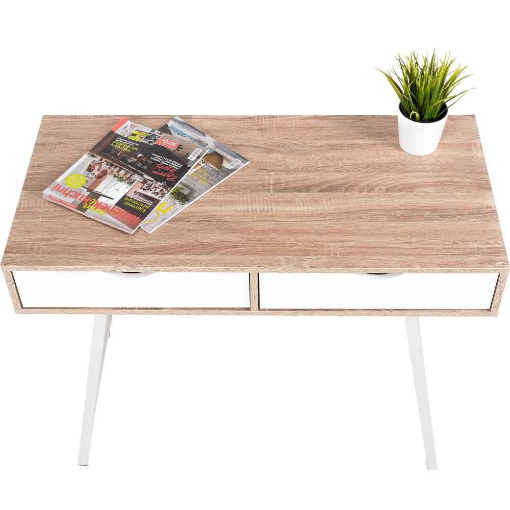 BIURKO SKANDYNAWSKIE Z SZUFLADAMI WHITE/DĄB SANOMA FFT180902