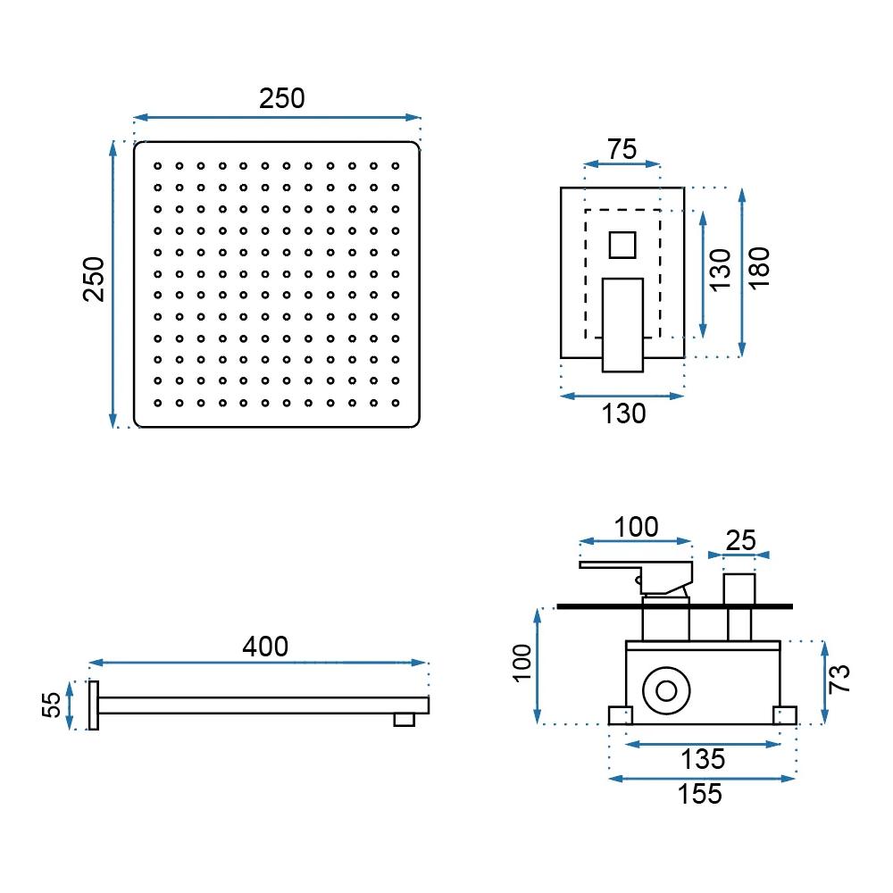 Σετ ντους REA Fenix ​​Black Concealed + Κουτί