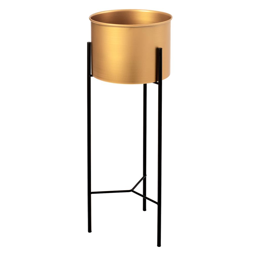 Zestaw 3 Złoto-Czarnych Kwietników Metalowych