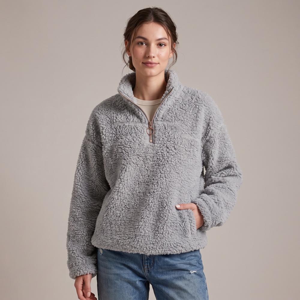Bluza Damska Sherpa z kołnierzem Light Grey l