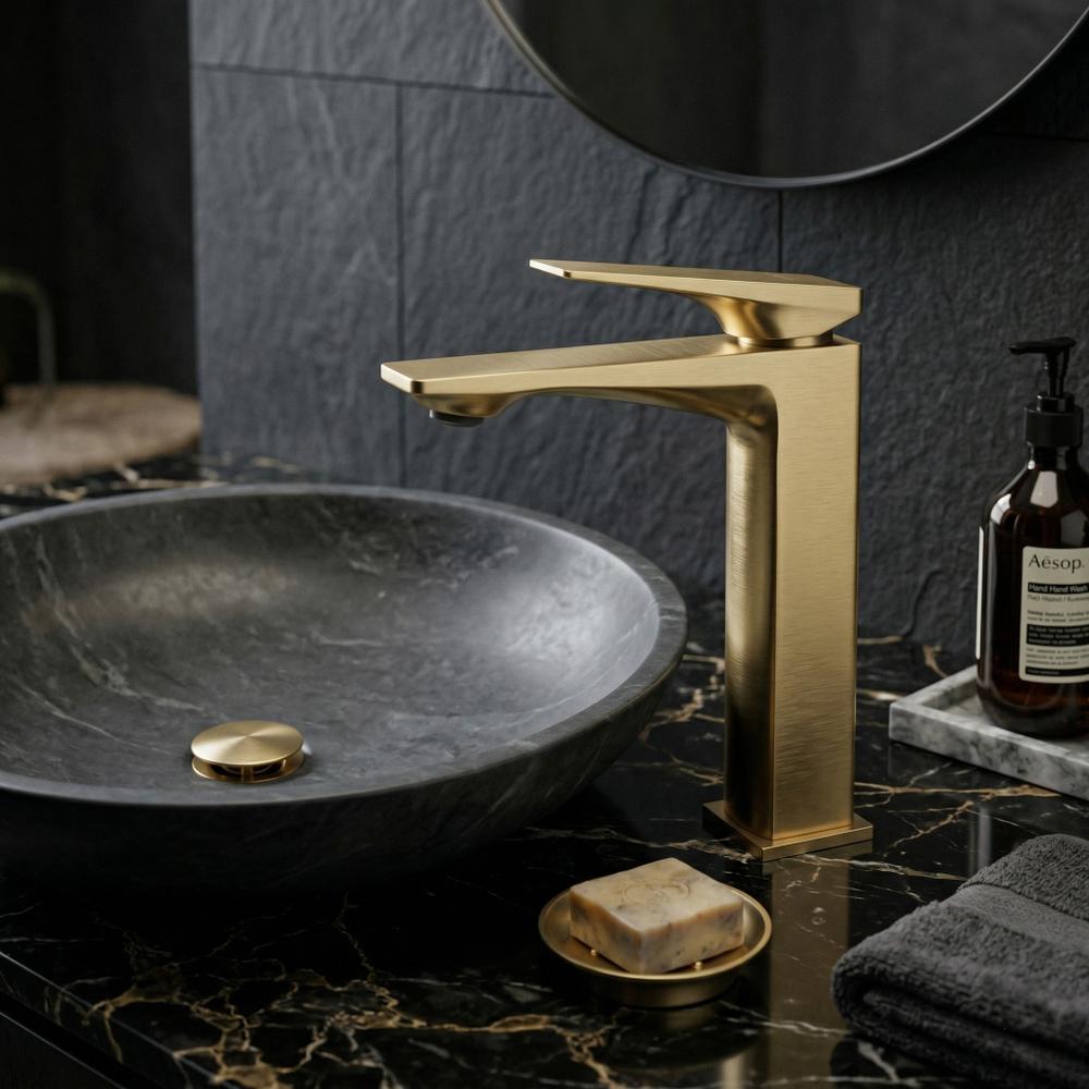 Βρύση νιπτήρα REA Prime Brush Gold Low