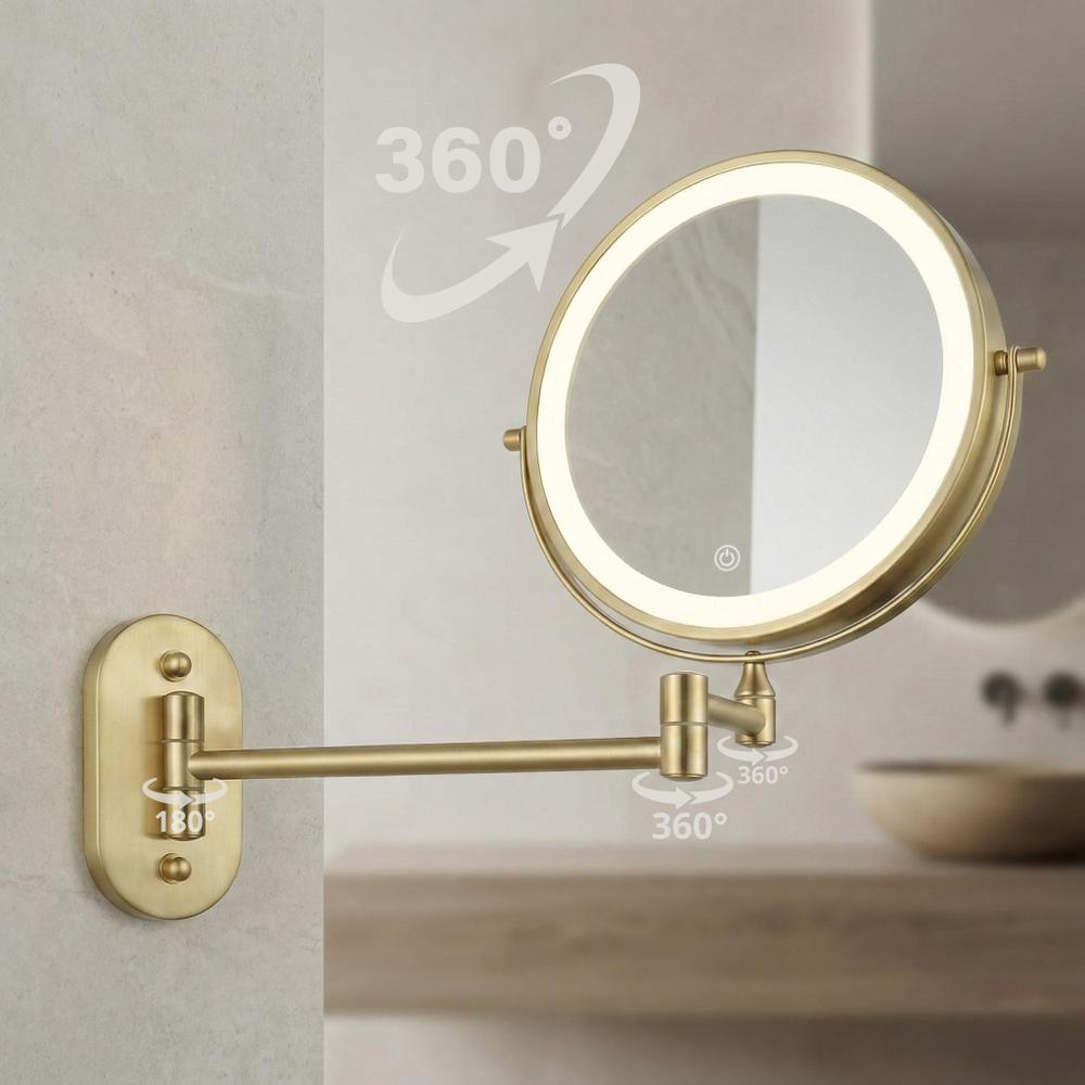 LED Spiegel Glow Brush Gold